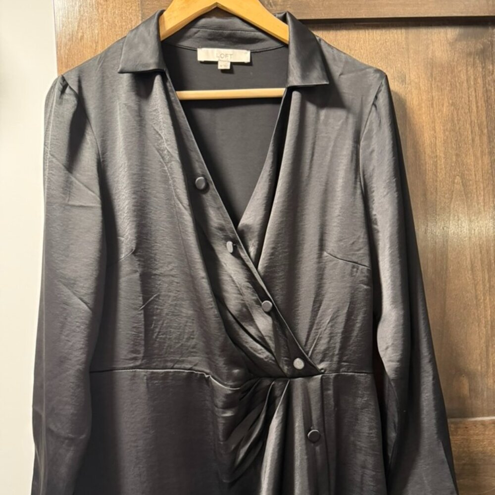 Loft satin wrap dress